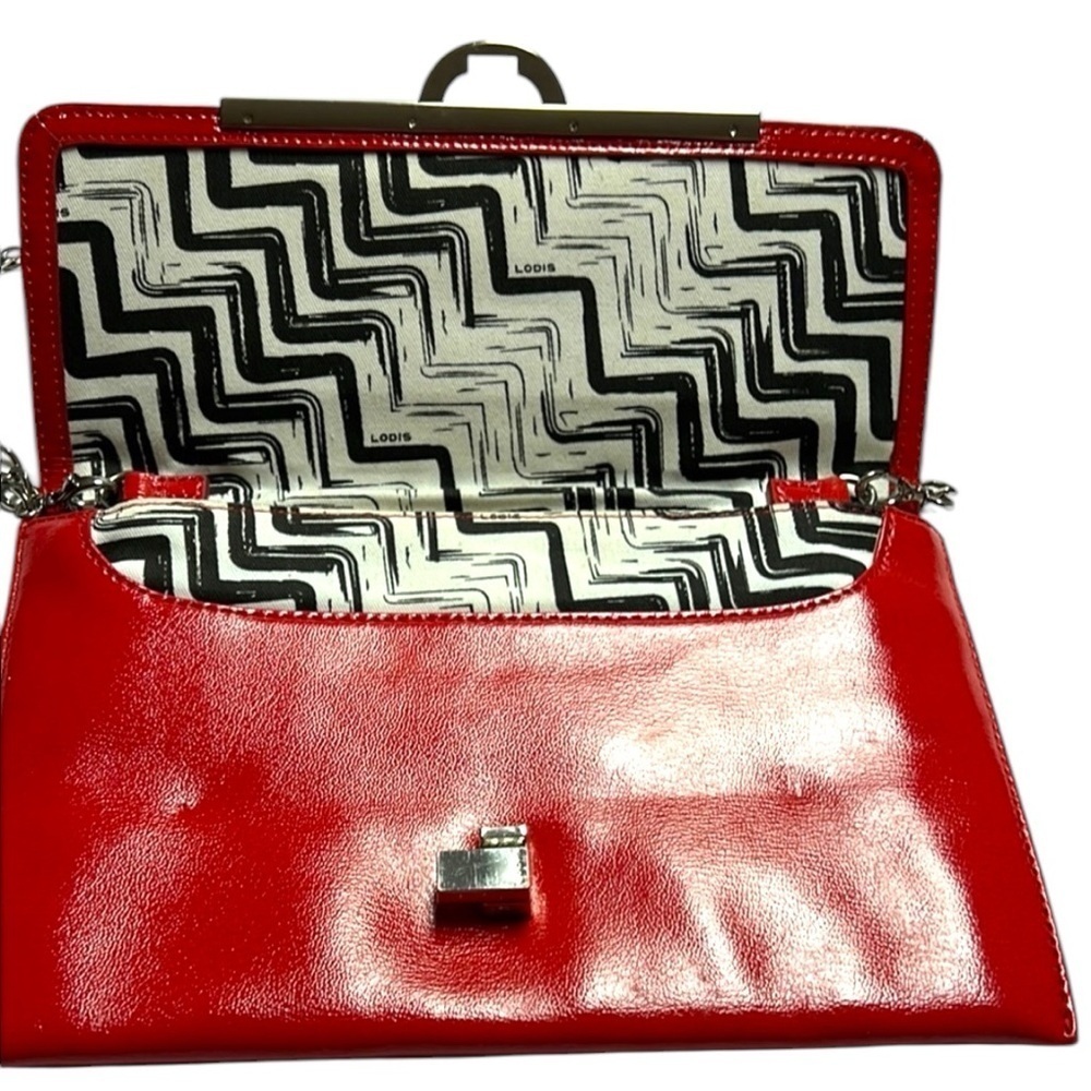 Lodis Red Crossbody Bag with Quilted Texture and silver clasp - Picture 7 of 13